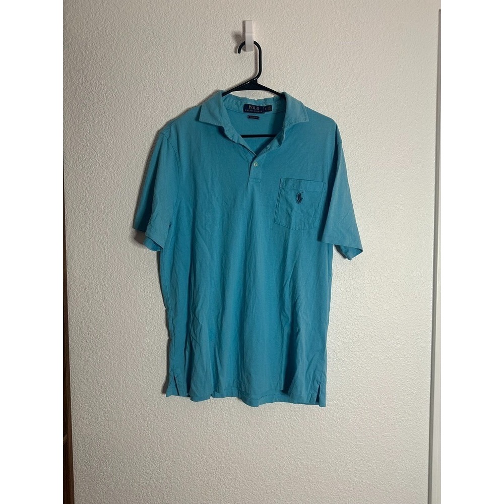 Polo Ralph Lauren Polo Shirt Mens‎ L Blue Teal Pony Short Sleeve